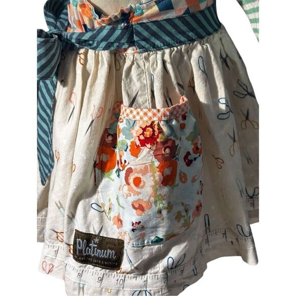 Matilda Jane Platinum Girls Dress Sz 4 Scissors Print Adjustable Tie Waist Limit - Picture 4 of 9